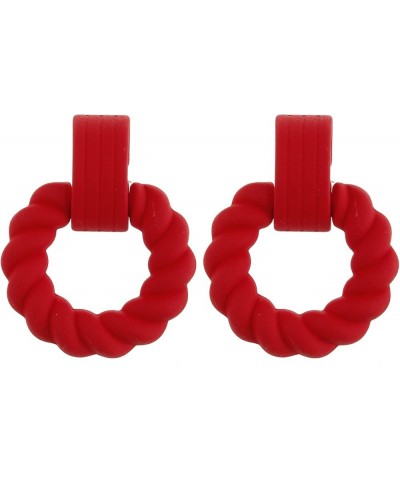 Rectangle Earrings for Women, Acrylic Square Earrings Twisted Geometric Statement Earrings Red Round $8.39 Earrings