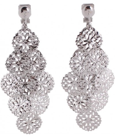 Handmade Multi-layer Dangle Drop Earrings and Clip on Earrings No Pierced for Women 362Silver Clip-on $8.94 Earrings