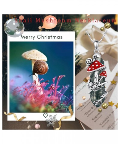 Mushroom Necklace Sterling Silver Snail Pendant Necklace Gift for Women Girls Style 5-Moss Agate $39.90 Necklaces