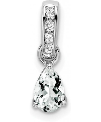 14K Gold Pear Diamond and Birthstone Gemstone Charm Pendant (Length 16.3mm Width 4.5 mm) white-gold white-topaz $55.44 Pendants