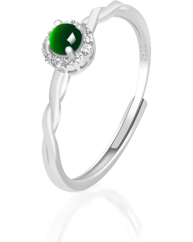 Rose Flower Jade Ring for Women 925 Sterling Silver Adjustable Open Genuine Jade Rings with Jewelry Box Size 5-10 B $20.29 Rings