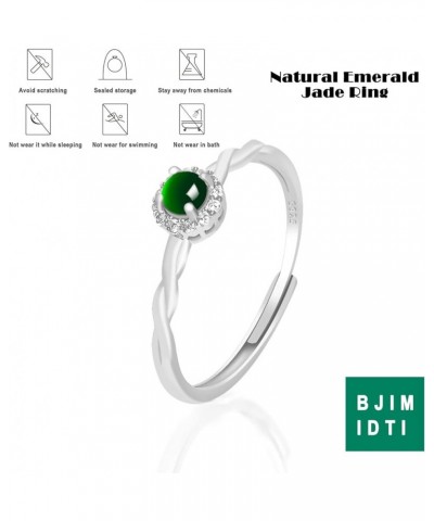 Rose Flower Jade Ring for Women 925 Sterling Silver Adjustable Open Genuine Jade Rings with Jewelry Box Size 5-10 B $20.29 Rings