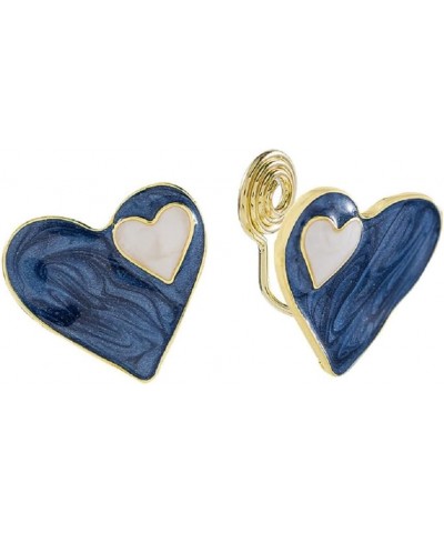 Blue Heart Alloy Earrings for Women Girls, Hypoallergenic Earrings for Women, 2.3 * 2.4cm $9.55 Earrings