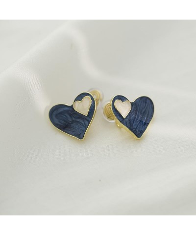 Blue Heart Alloy Earrings for Women Girls, Hypoallergenic Earrings for Women, 2.3 * 2.4cm $9.55 Earrings