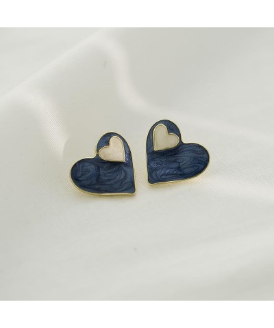 Blue Heart Alloy Earrings for Women Girls, Hypoallergenic Earrings for Women, 2.3 * 2.4cm $9.55 Earrings