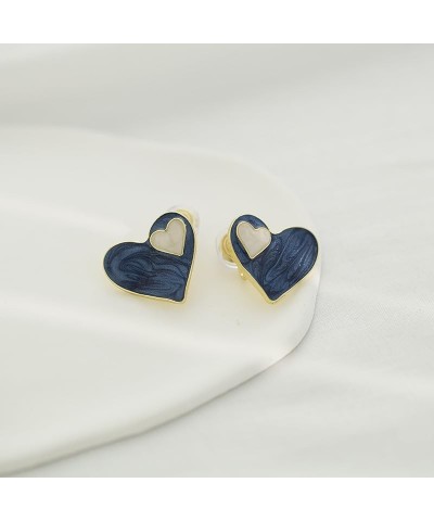 Blue Heart Alloy Earrings for Women Girls, Hypoallergenic Earrings for Women, 2.3 * 2.4cm $9.55 Earrings