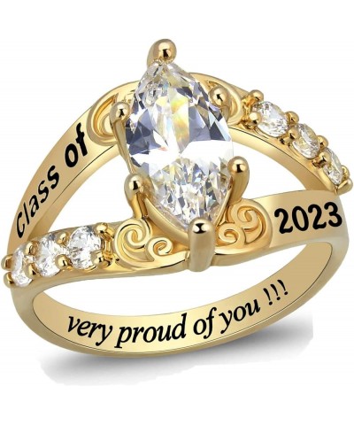 Fully Personalized Customized Class Rings 925 Sterling Silver High School Class Rings for Women Girls 2024 Yellow gold $34.01...