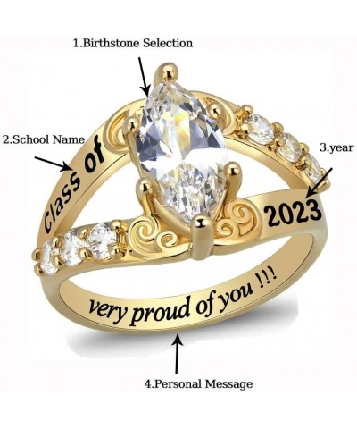 Fully Personalized Customized Class Rings 925 Sterling Silver High School Class Rings for Women Girls 2024 Yellow gold $34.01...