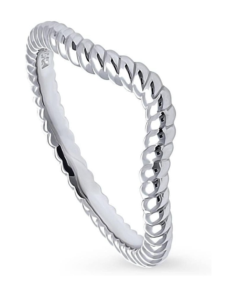 Sterling Silver Woven Wedding Rings Wishbone Curved Band for Women, Rhodium Plated Size 4-10 $25.43 Bracelets