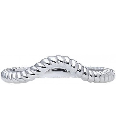 Sterling Silver Woven Wedding Rings Wishbone Curved Band for Women, Rhodium Plated Size 4-10 $25.43 Bracelets