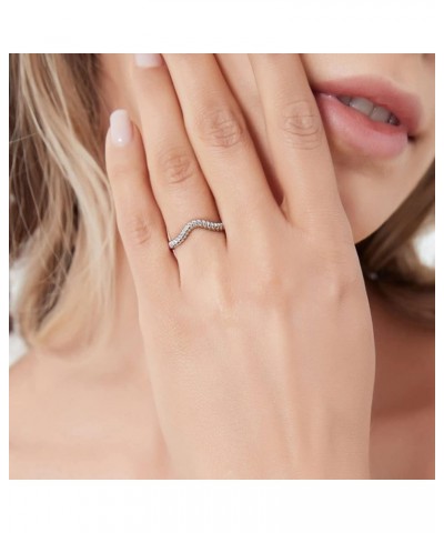 Sterling Silver Woven Wedding Rings Wishbone Curved Band for Women, Rhodium Plated Size 4-10 $25.43 Bracelets