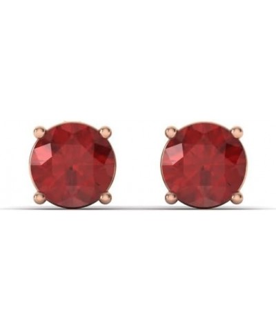 Natural and Certified Gemstone Solitaire Petite Stud Earrings in 14K Solid Gold | 0.20 Carat Earrings for Women Ruby 14K Rose...