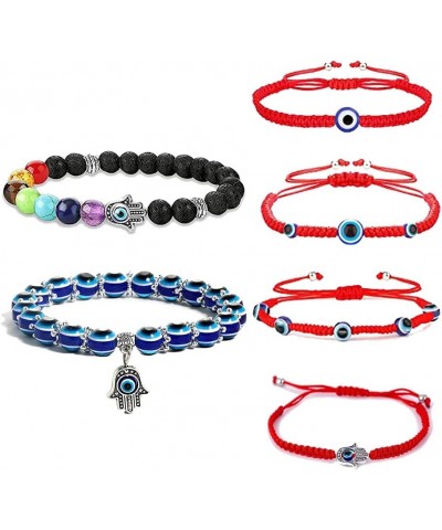 2Pcs Evil Eye Bracelets Hamsa Hand Fatima Beaded Charm Bracelets Blue Eye Stretch Amulet Protection Bracelet 6pcs style 1 $9....