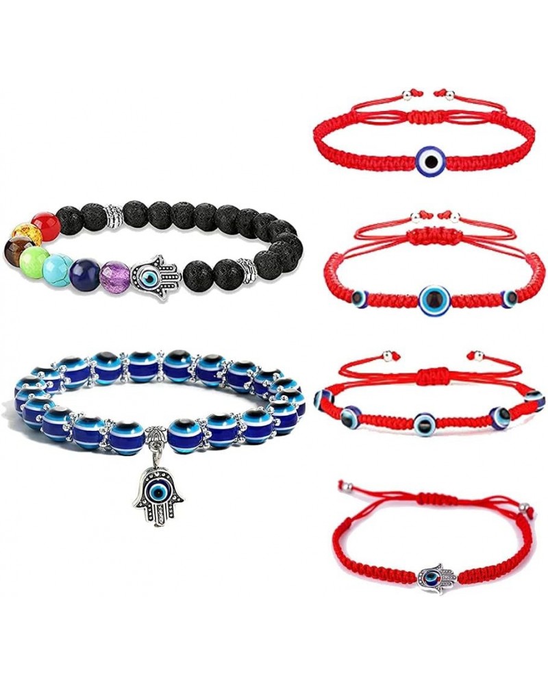 2Pcs Evil Eye Bracelets Hamsa Hand Fatima Beaded Charm Bracelets Blue Eye Stretch Amulet Protection Bracelet 6pcs style 1 $9....