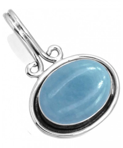 925 Sterling Silver Handmade Pendant for Women 10x14 Oval Gemstone Boho Silver Jewelry for Gift (99552_P) Angelite $18.62 Pen...