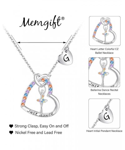 Ballet Necklace Jewelry for Women Heart Letter Colorful CZ Ballerina Necklace 26 Alphabet Dance Recital Necklace for Daughter...