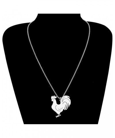 Stainless Steel Rooster Hen Chicken Necklace Farm Animals Jewelry Trendy Gifts for Women Girls Pendant Charms Silver Rooster ...