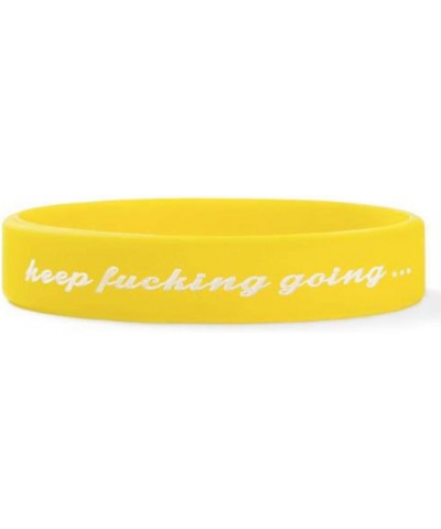 Medical Grade Silicone Keep Fucking Going Mantra Statement Inspirational Bangle Bracelet Yellow $7.53 Bracelets