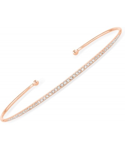 14K Gold Diamond Thin Bangle Cuff Bracelets for Women 14K Rose Gold $159.24 Bracelets