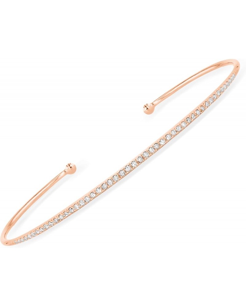 14K Gold Diamond Thin Bangle Cuff Bracelets for Women 14K Rose Gold $159.24 Bracelets