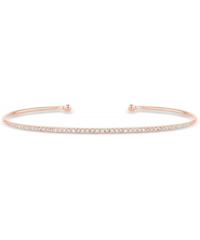 14K Gold Diamond Thin Bangle Cuff Bracelets for Women 14K Rose Gold $159.24 Bracelets