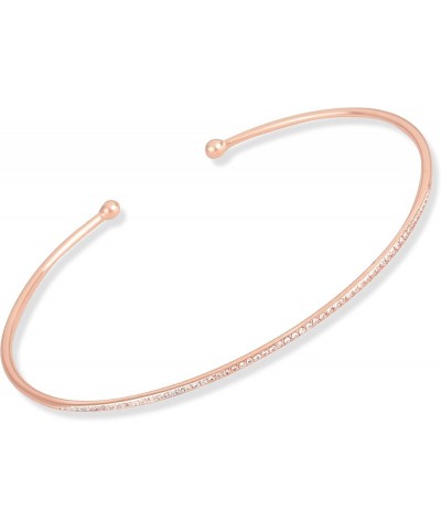 14K Gold Diamond Thin Bangle Cuff Bracelets for Women 14K Rose Gold $159.24 Bracelets