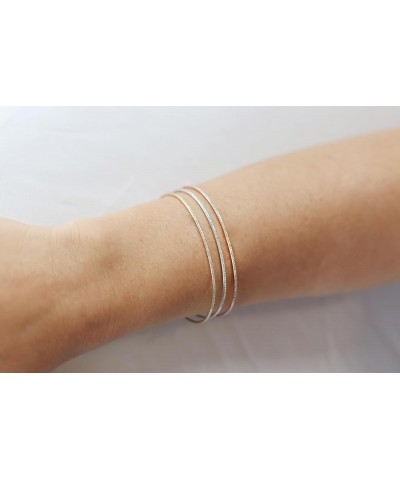 14K Gold Diamond Thin Bangle Cuff Bracelets for Women 14K Rose Gold $159.24 Bracelets