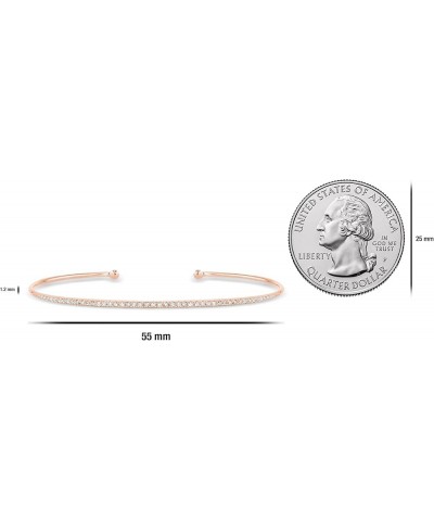 14K Gold Diamond Thin Bangle Cuff Bracelets for Women 14K Rose Gold $159.24 Bracelets