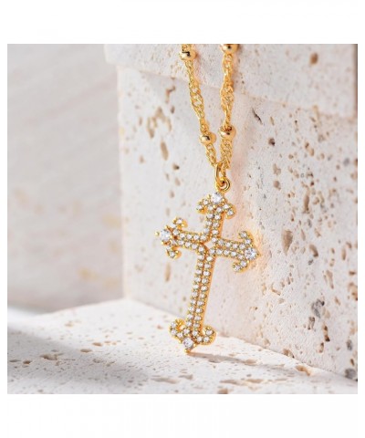 Cross Necklace Faith Pendant 14K Plated Dainty Chain Minimalist Simple Tiny God Lords Prayer Religious Jewelry Gift Anchor Cr...