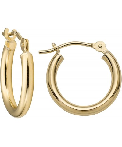 14k Solid Gold Hoop Earrings For Women, 2-mm, Hypoallergenic, Round Click-Top Closure - Yellow Or White Gold Hoop Earrings 14...