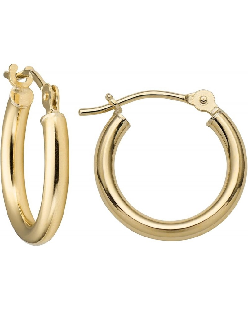 14k Solid Gold Hoop Earrings For Women, 2-mm, Hypoallergenic, Round Click-Top Closure - Yellow Or White Gold Hoop Earrings 14...