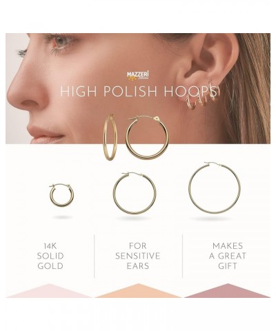 14k Solid Gold Hoop Earrings For Women, 2-mm, Hypoallergenic, Round Click-Top Closure - Yellow Or White Gold Hoop Earrings 14...