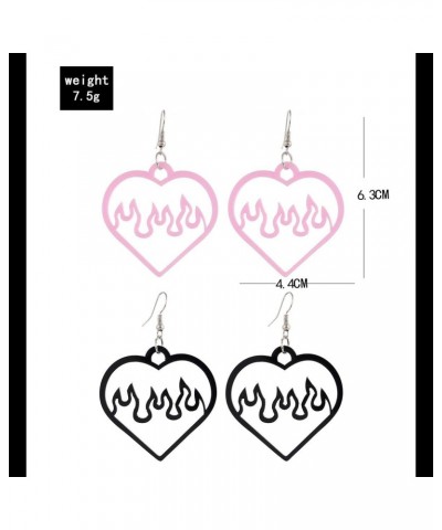 2 Pairs Flame Heart Dangle Earrings Acrylic Hollow Love Heart Earrings for Women Girls Friends Gifts $5.49 Earrings