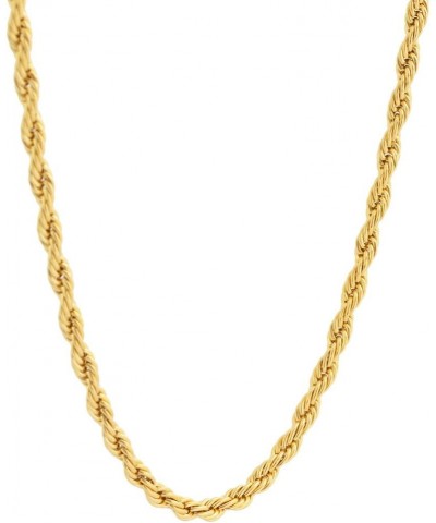 Stainless Steel 4mm Twist Rope Chain Necklace, 22" Inches-28" Inches Gold 22" Inches $8.50 Necklaces