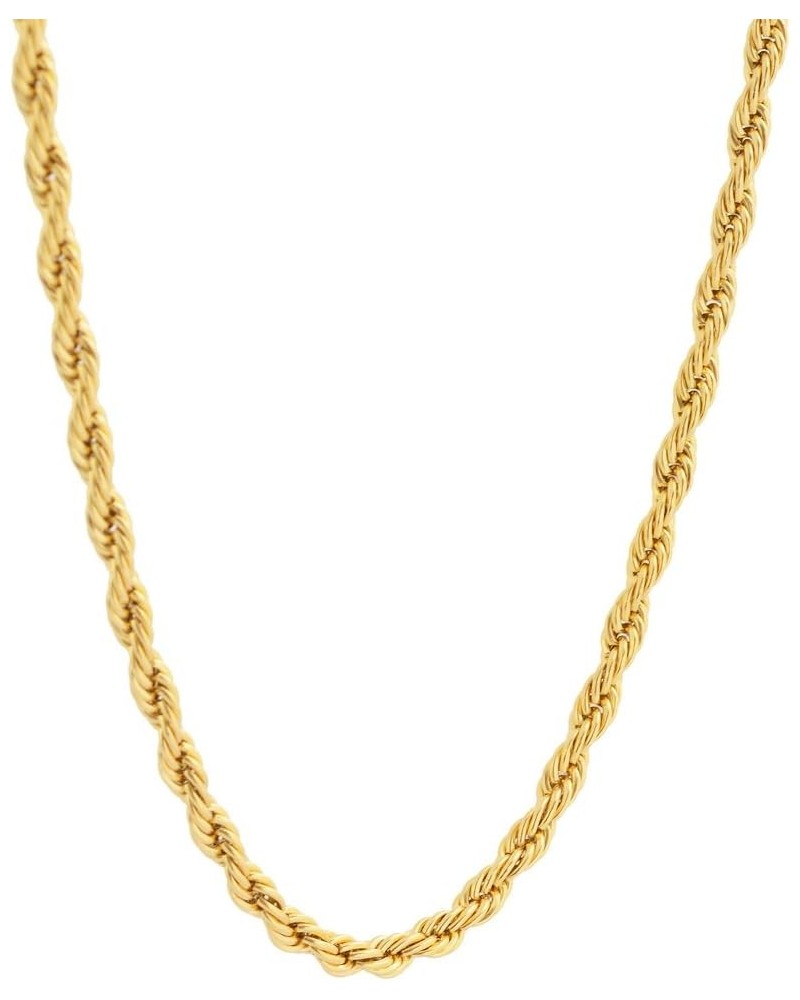 Stainless Steel 4mm Twist Rope Chain Necklace, 22" Inches-28" Inches Gold 22" Inches $8.50 Necklaces