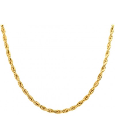 Stainless Steel 4mm Twist Rope Chain Necklace, 22" Inches-28" Inches Gold 22" Inches $8.50 Necklaces