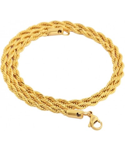 Stainless Steel 4mm Twist Rope Chain Necklace, 22" Inches-28" Inches Gold 22" Inches $8.50 Necklaces