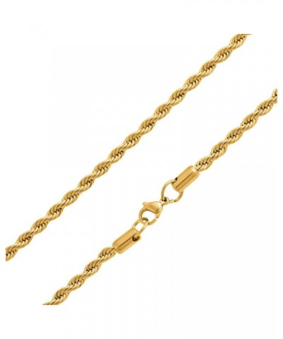 Stainless Steel 4mm Twist Rope Chain Necklace, 22" Inches-28" Inches Gold 22" Inches $8.50 Necklaces