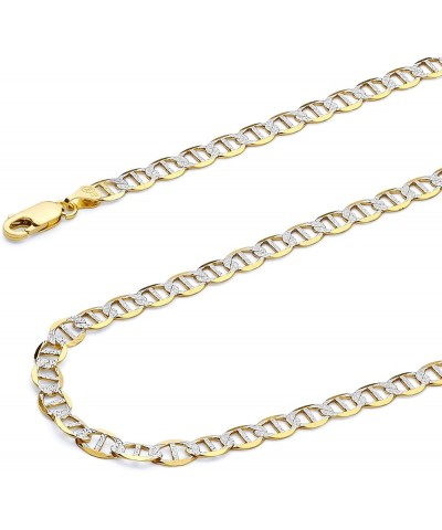 14K Solid Gold Flat Mariner Chains (Select Options) 7.5 Inches White And Yellow Gold $43.26 Necklaces