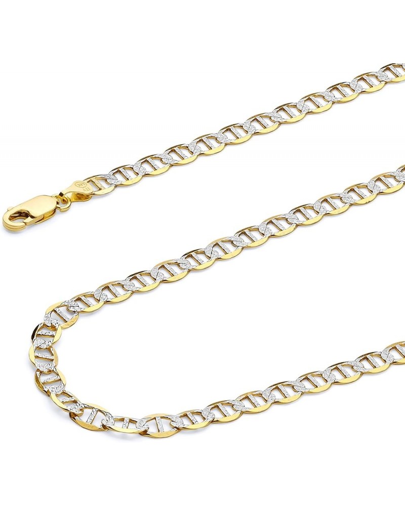 14K Solid Gold Flat Mariner Chains (Select Options) 7.5 Inches White And Yellow Gold $43.26 Necklaces