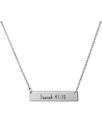 Christian Bar ???????? Bible Verse Faith Jewelry Baptism Birthday ???? ??? ????? Girls Sister Silver Isaiah 41:10 $7.93 Neckl...