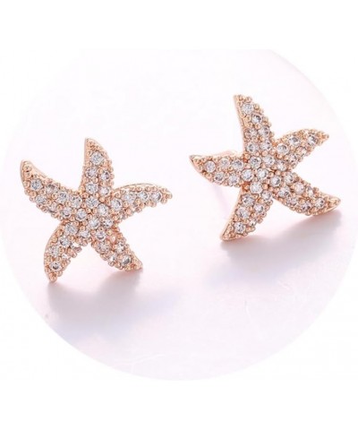 Starfish CZ Stud Earrings Cubic Zirconia Earring Studs Colorful Starfish Earrings Hypoallergenic for Women Girls Clear/Rose G...