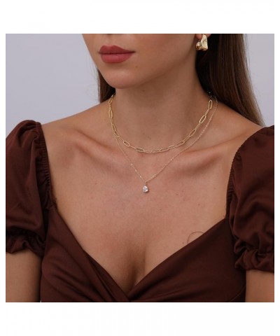 CZ Diamond Necklaces for Women Dainty Gold Necklace Layered CZ Necklace 14k Gold Plated Simple Gold Diamond Choker Necklaces ...