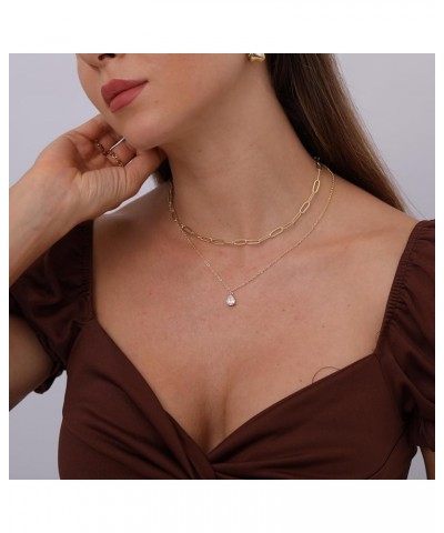 CZ Diamond Necklaces for Women Dainty Gold Necklace Layered CZ Necklace 14k Gold Plated Simple Gold Diamond Choker Necklaces ...