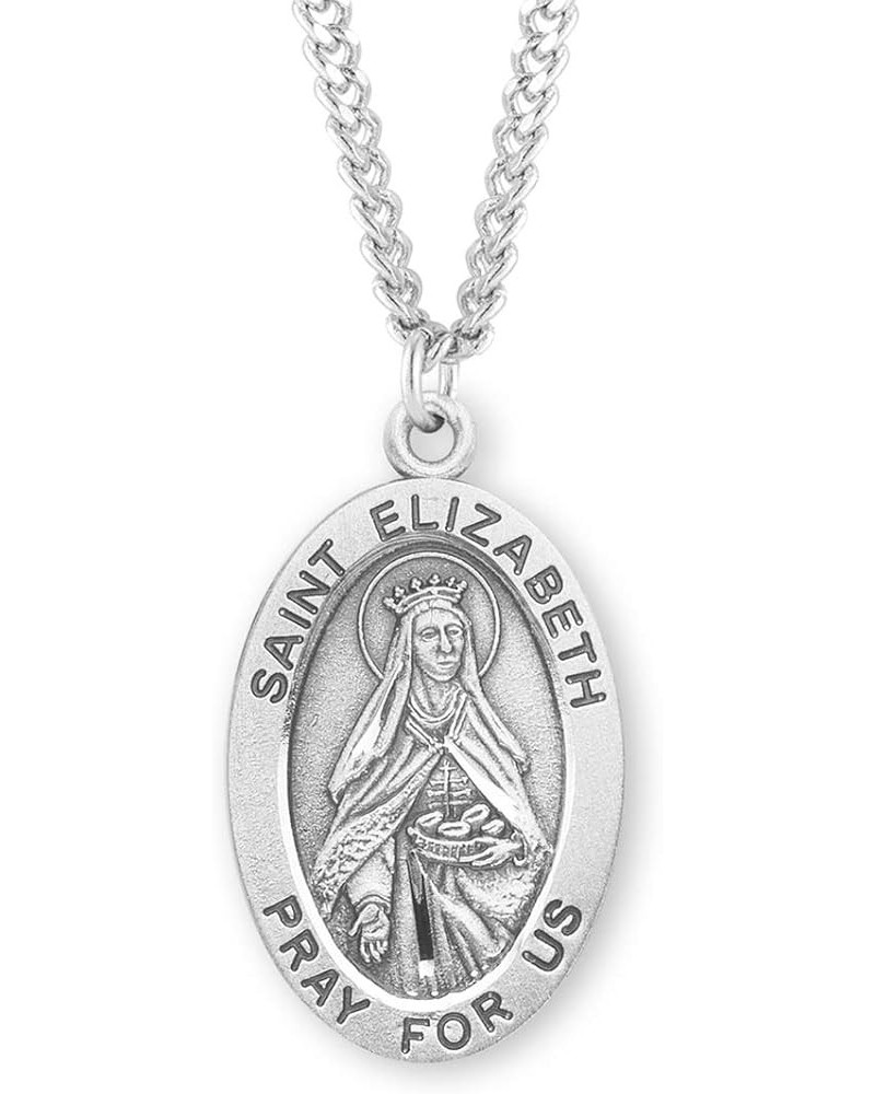 Sterling Silver Oval Patron Saint Medal St. Elizabeth 1 $23.01 Necklaces