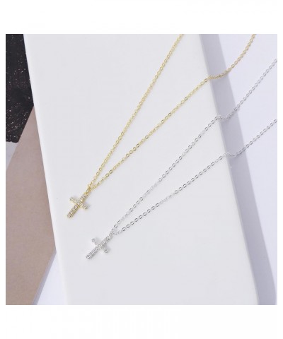 Dainty Cross Necklace for Women 14K Gold plated Cute Faith Cross Necklace Sideways Diamond Layered Cross Necklace Simple Gold...