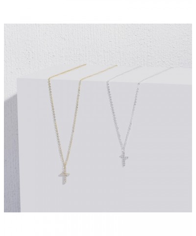 Dainty Cross Necklace for Women 14K Gold plated Cute Faith Cross Necklace Sideways Diamond Layered Cross Necklace Simple Gold...