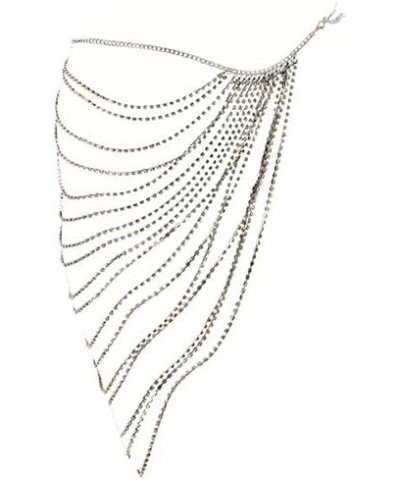 Women silver rhinestone waist chain beach layered body chain fashion beach party waist jewelry $10.21 Others