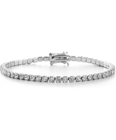 7.25 Inch Tennis Bracelet for Women made with Faceted Crystals White $15.84 Bracelets