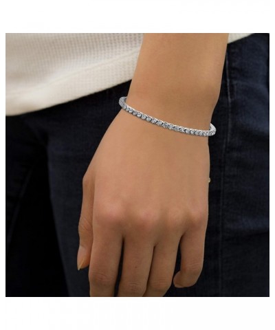 7.25 Inch Tennis Bracelet for Women made with Faceted Crystals White $15.84 Bracelets